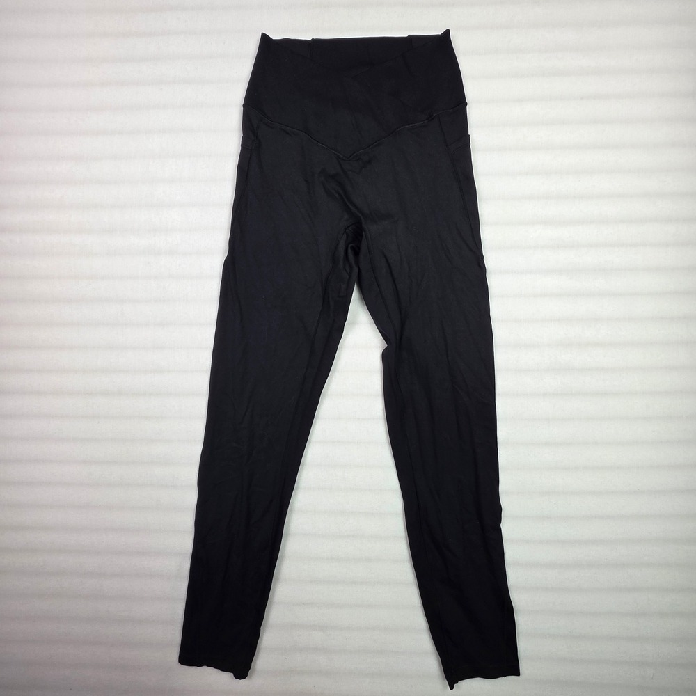 Halara Womens Black Crossover High Waisted 7/8 Leggings with Pockets Small